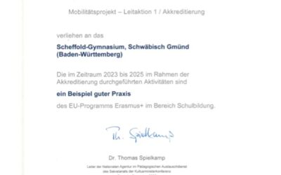 Erasmus+ Auszeichnung 2026 für das Scheffold – ein Beispiel guter Praxis